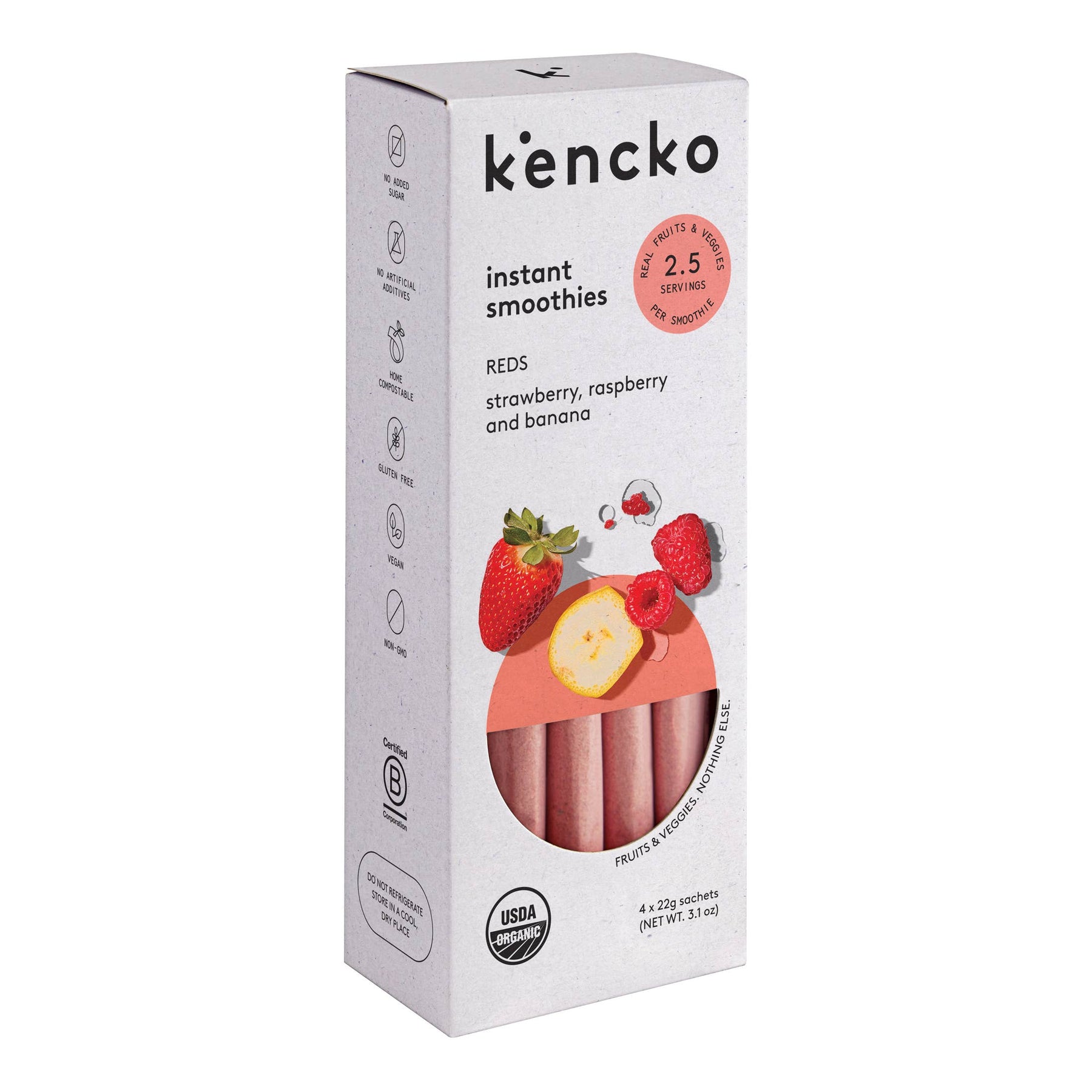 Kencko Reds Organic Instant Fruit & Veggie Smoothies 4pk