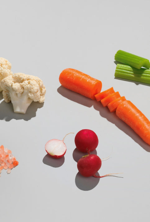 A selection of vegetables and Himalayan salt