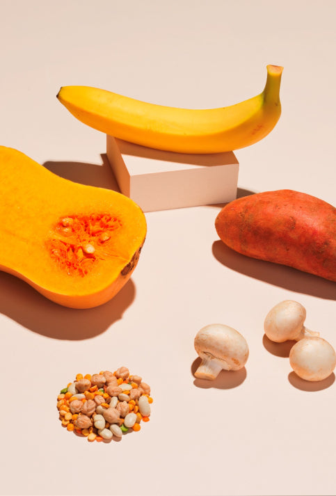 A selection of fruit, vegetables and grains