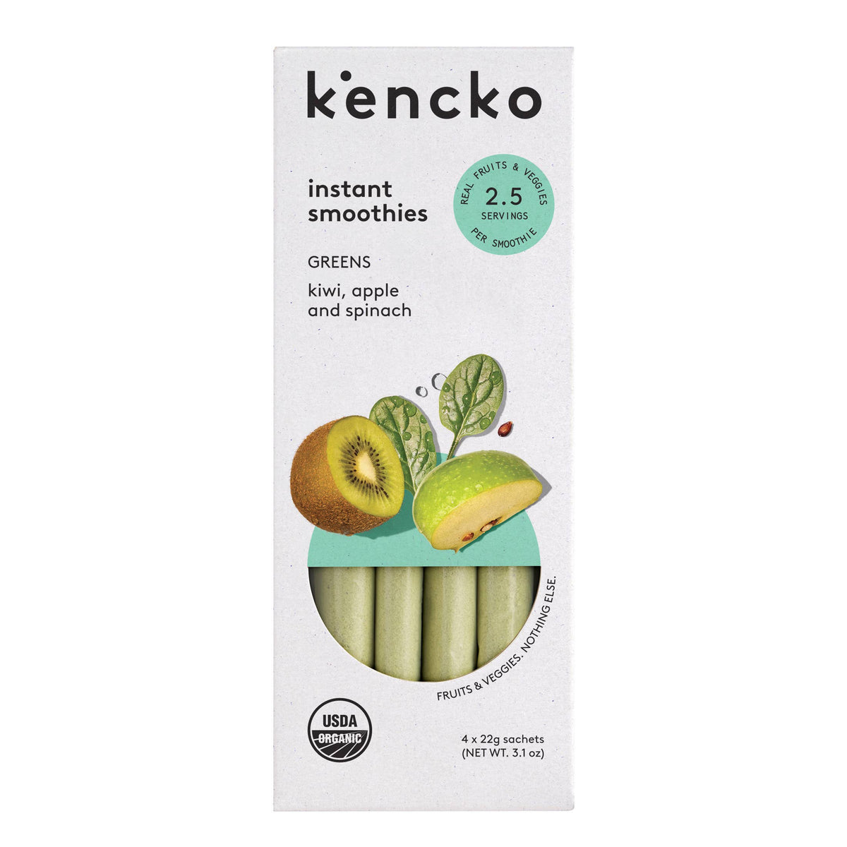 Kencko Greens Organic Healthy Fruit & Veggie Smoothies 4pk