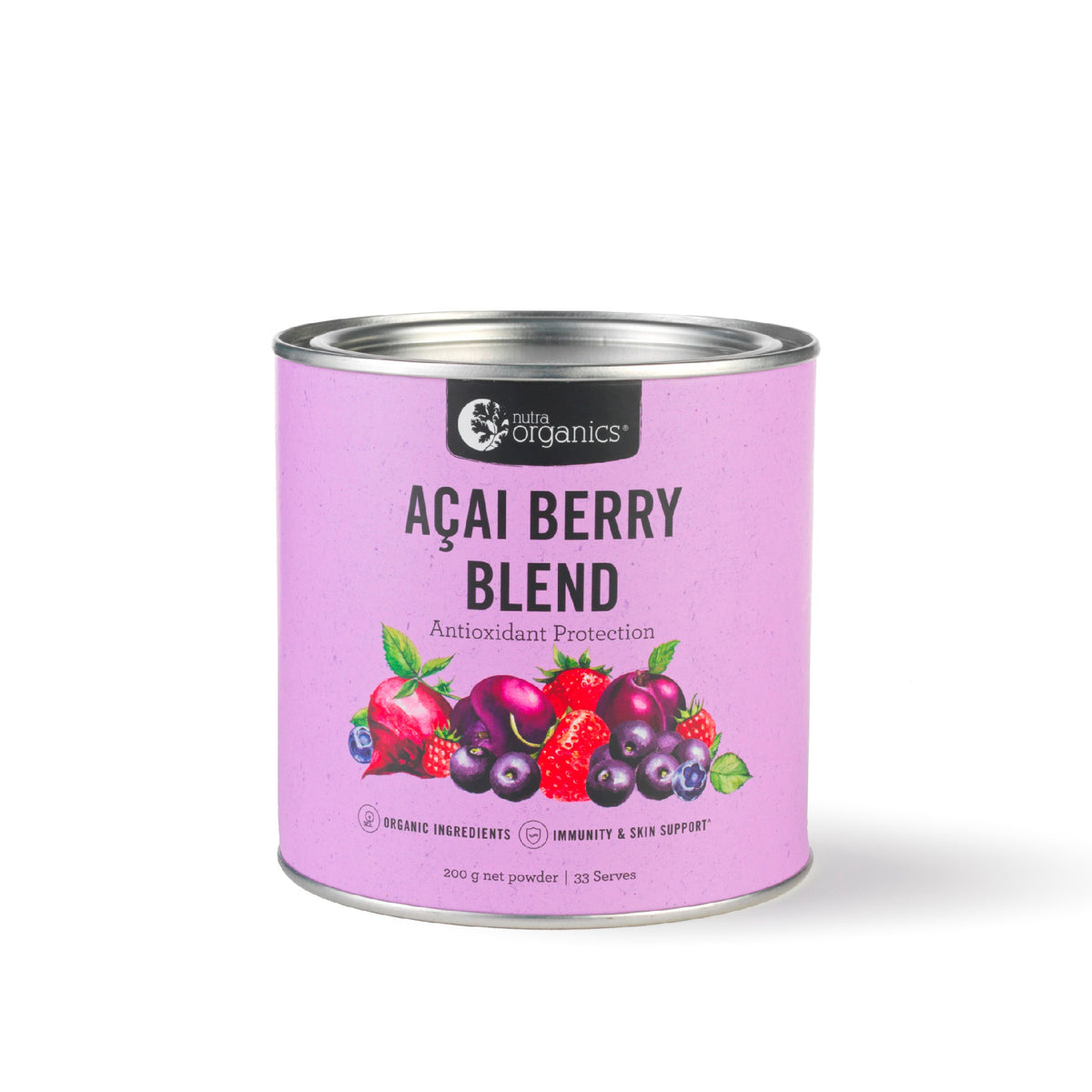 Nutra Organics Acai Berry Blend Powder Antioxidant protection immunity skin support front