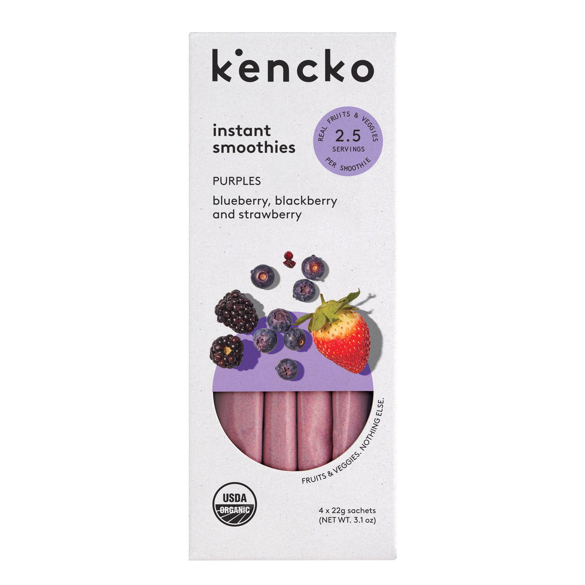 Kencko Purples Organic Instant Fruit & Veggie Smoothies 4pk