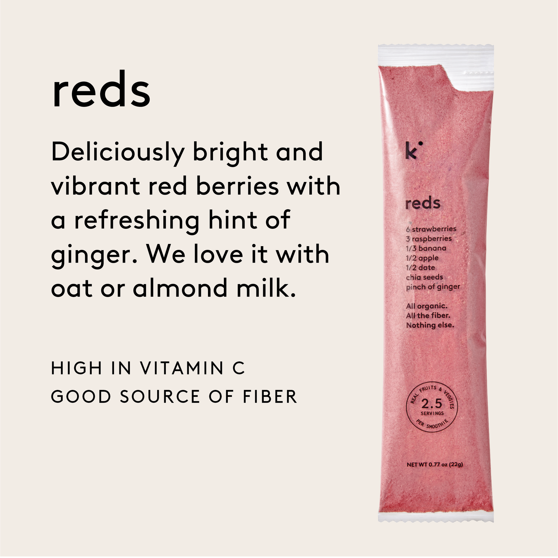 Kencko Reds Organic Instant Fruit & Veggie Smoothies 4pk